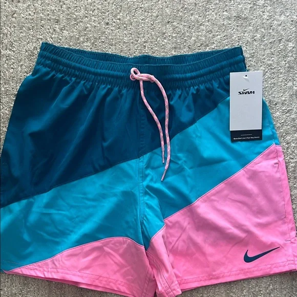 Nike Teal and Pink Swim Shorts - Picture 1 of 7